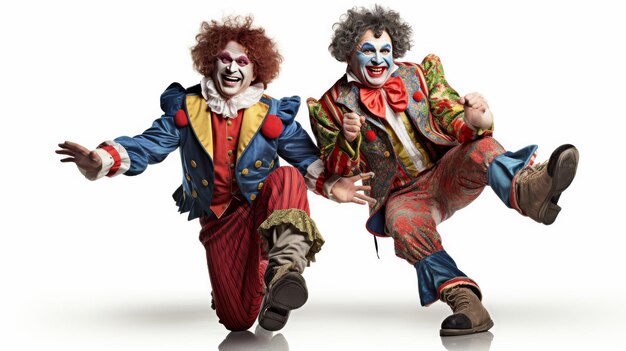 Photo two clowns standing together