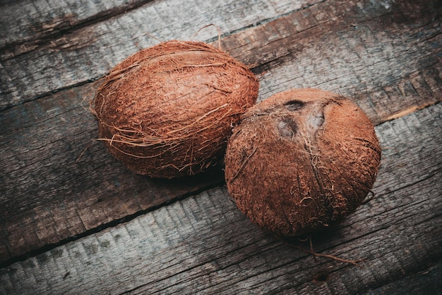 Two coconuts close up