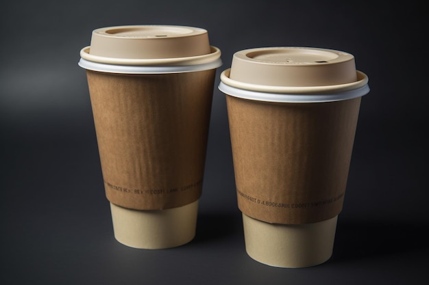 Two coffee cups with a lid that says'coffee'on it