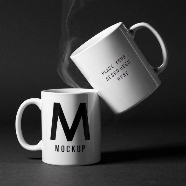 Photo two coffee mugs with the letter m on them