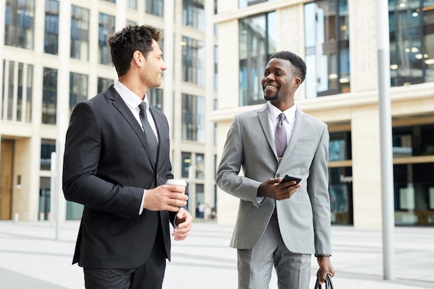 Two colleagues in big city