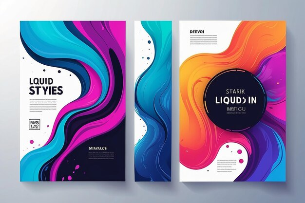 Photo two colorful abstract poster liquid ink modern style trends background for banner card poster