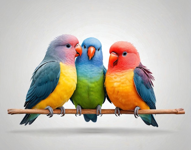 two colorful birds sitting on a branch