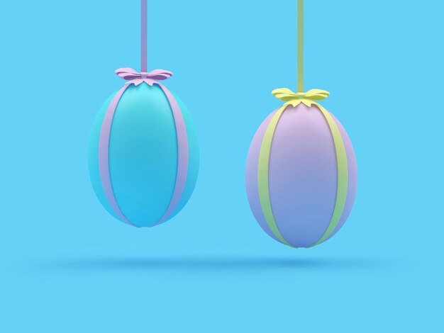 Two colorful Easter eggs hang