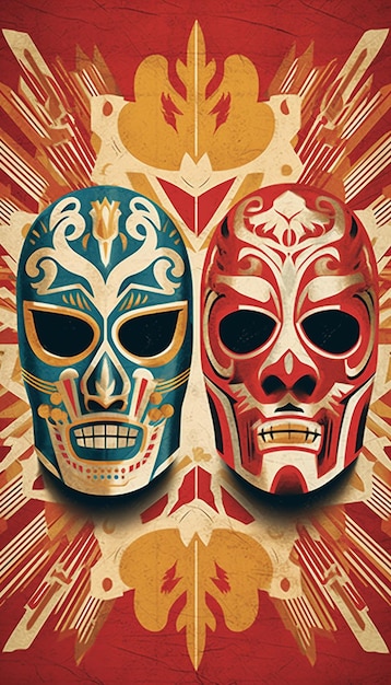 two colorful masks with the words " masks " on a colorful background.