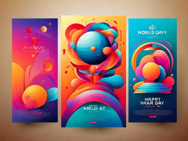 two colorful posters for world day and world day