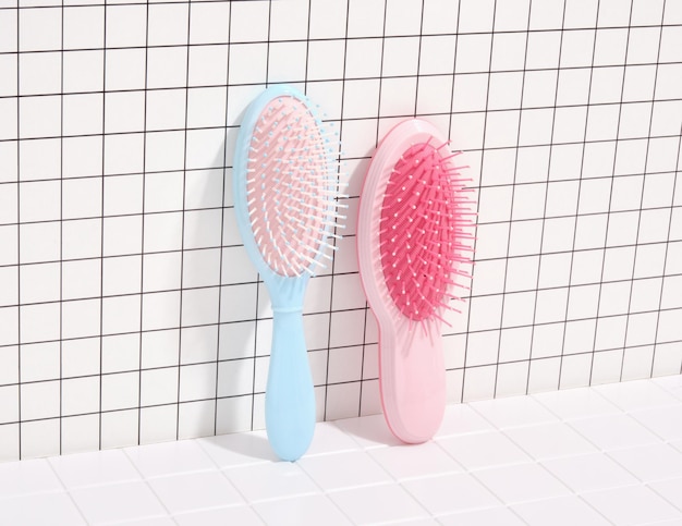 Two combs for hair care creating fashionable hairstyles Beauty treatment