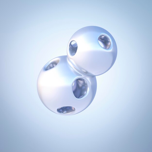 Two connected mercury spheres, 3d rendering
