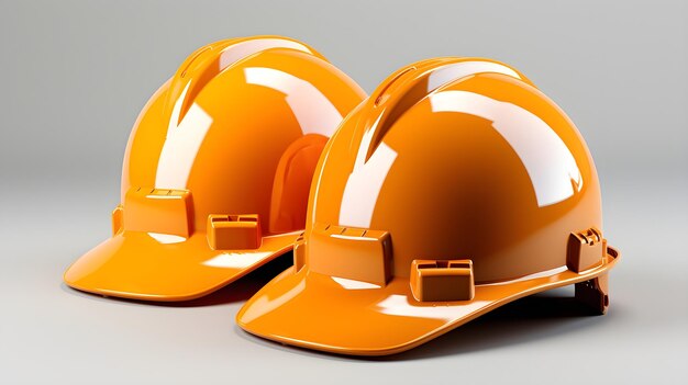 two construction hard hats helmet isolated on a white background