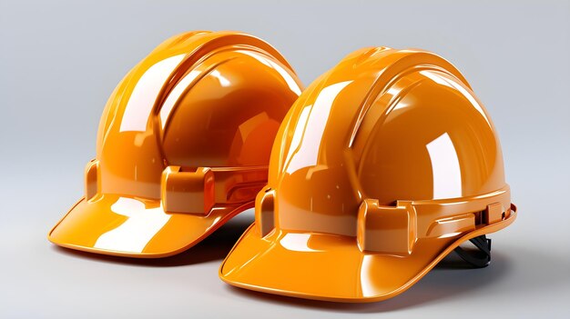Two construction hard hats helmet isolated on a white background