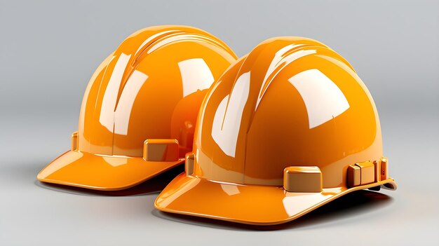 Photo two construction hard hats helmet isolated on a white background