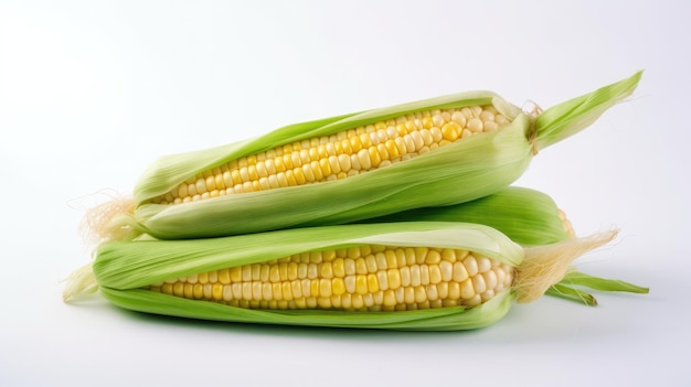 Photo two corn on the cob, one of which is yellow and the other is yellow.