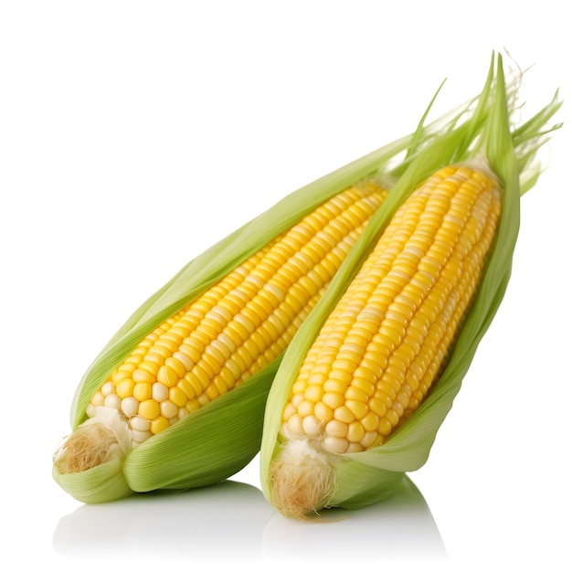Two corn on the cob with the ear of corn on the cob