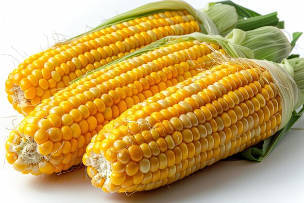 Two corn ears on white background