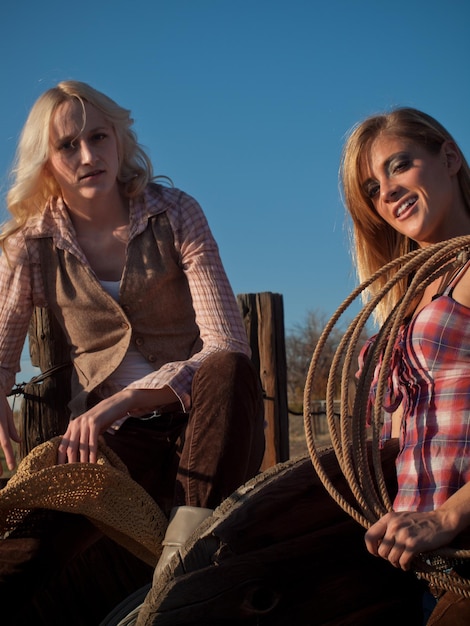 Two country girls on the farm.