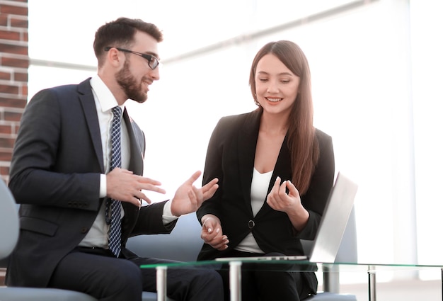 Two coworkers working on new business strategy