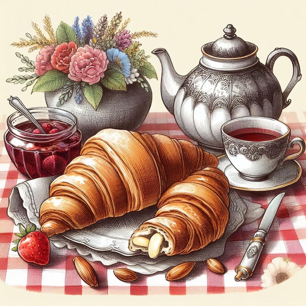 Two croissants illustation