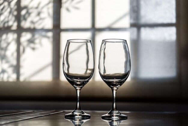 Two crystal glasses wine elegance sharing a meal