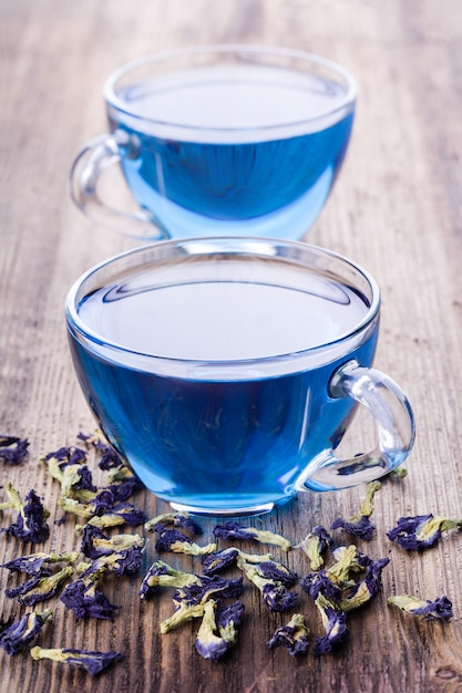 Two cups of Butterfly pea tea 