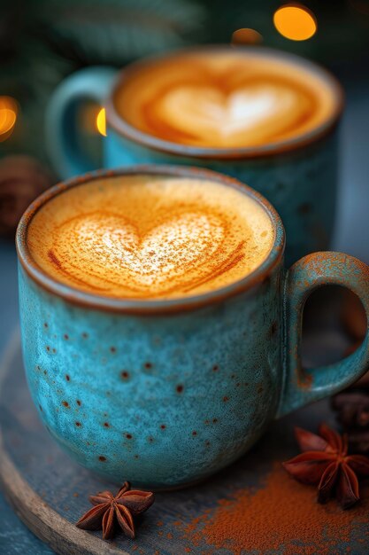 Photo two cups of latte art