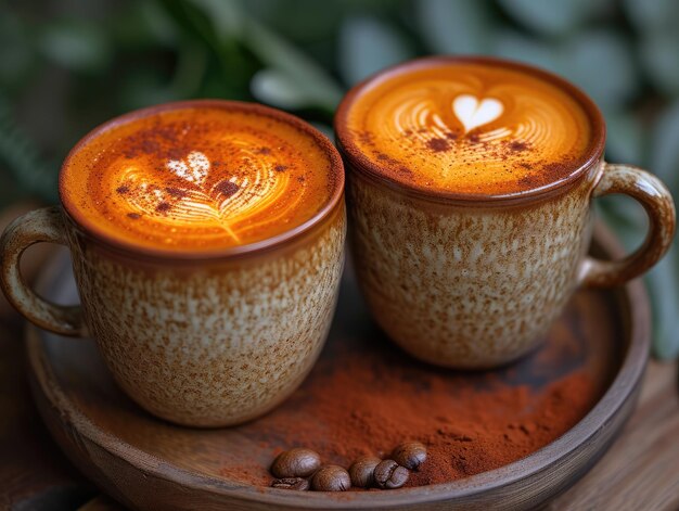 Photo two cups of latte art