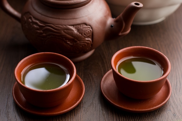 レストランで抹茶を2杯