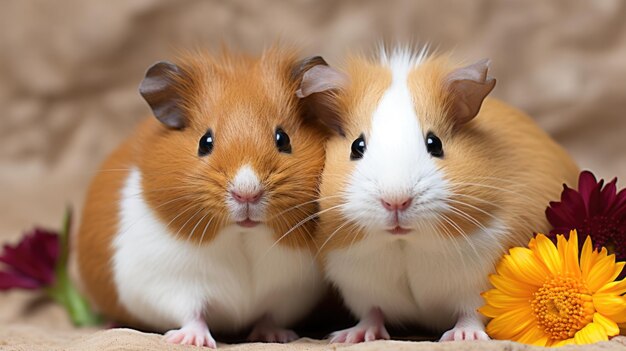 Two cute pet guinea pigs