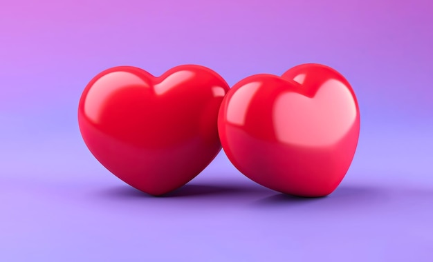 Two cute red hearts valentines day love