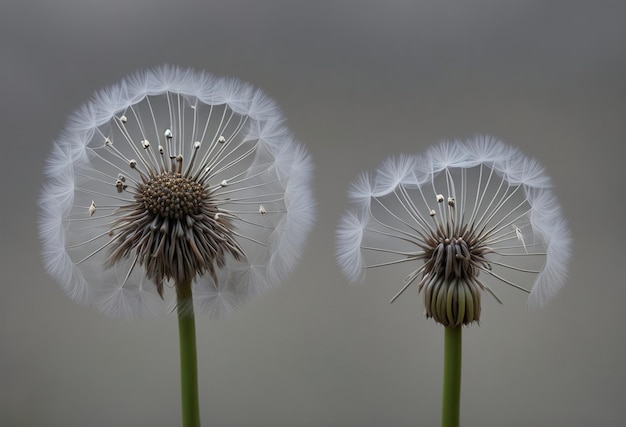 Two dandelions that are side by side with one saying " dandelion ".