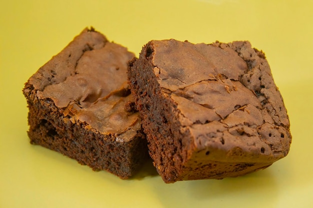 Two dark chocolate brownies