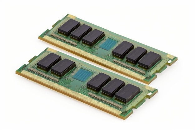 two DDR rams computer memory modules isolated on white background