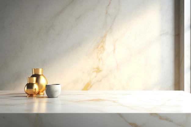 Photo two delicate vases on a marble countertop