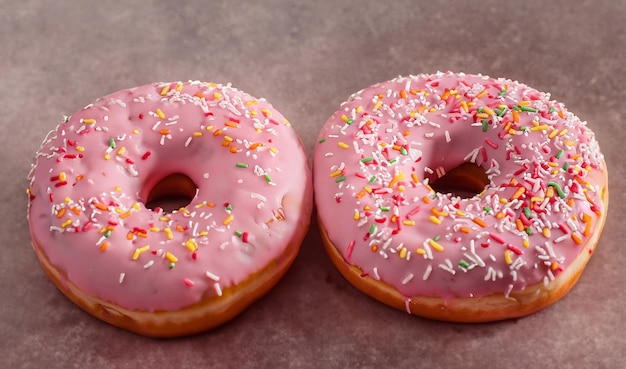Two delicious doughnuts with sprinkles