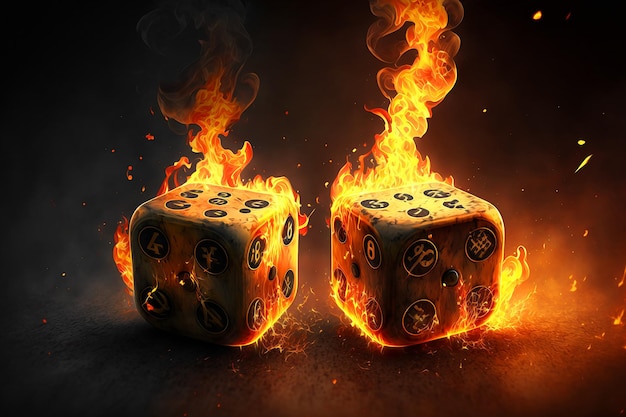 Two dice are on fire and one is on fire and the other is on fire