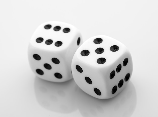 Photo two dice isolated over white