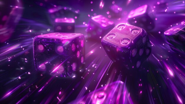 Two Dices on Purple Background