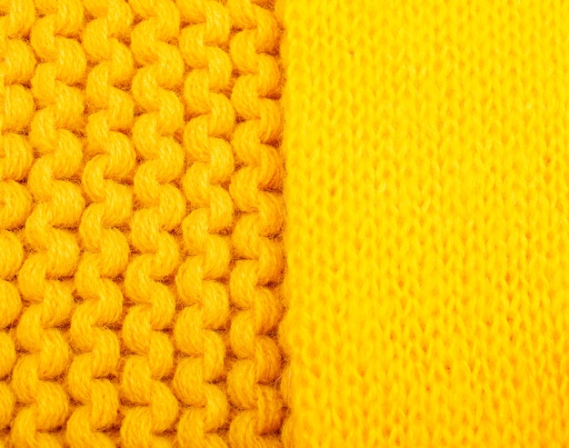 Two different bright yellow knitted wool textures