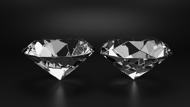 Два разных бриллианта на черном фоне