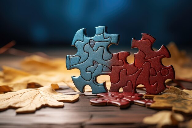 Two different pieces of a puzzle connected