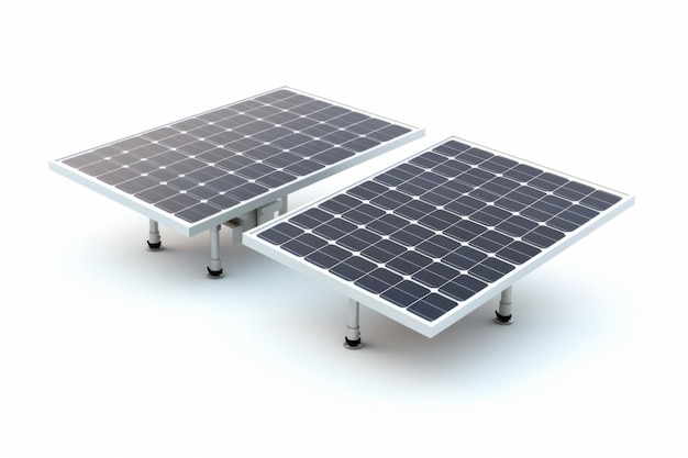 two difrent solar panels d render isolated on white