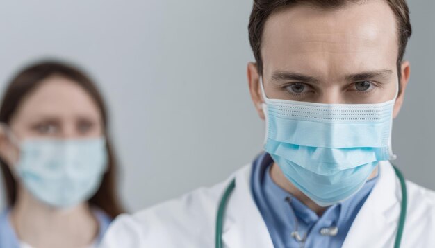 Two doctors wearing face masks