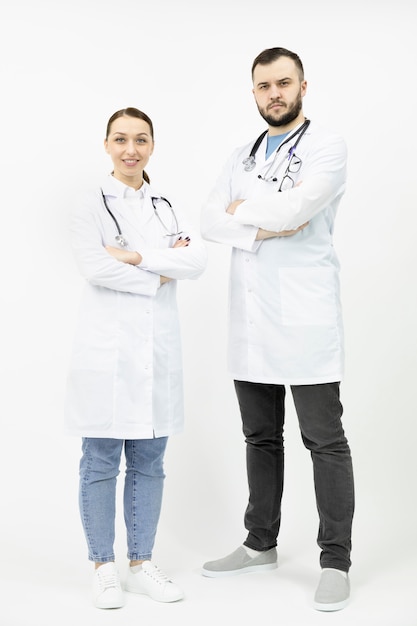 Two doctors in white medical coats