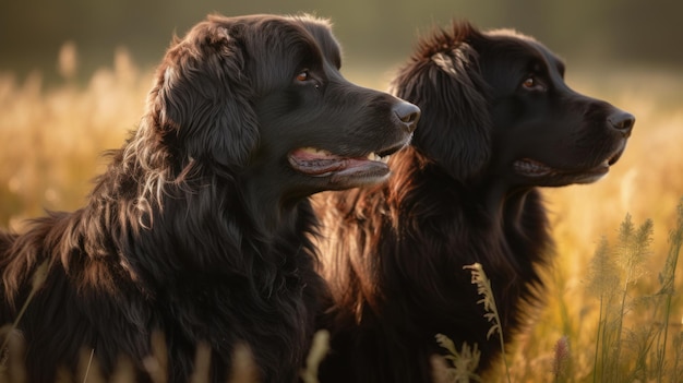 Two dogs in a field