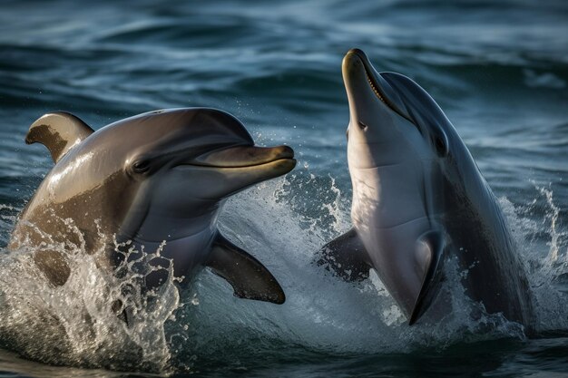 Two dolphins in the ocean