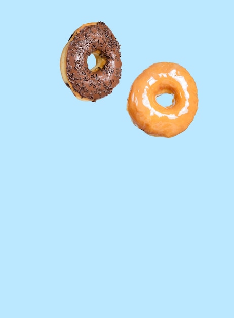 Two Donuts on blue background