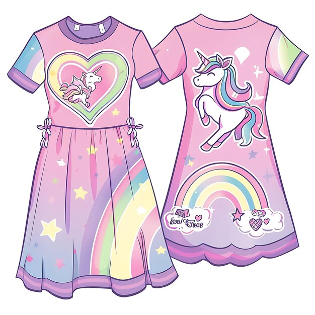 Foto due abiti con un arcobaleno su di loro e la parola unicorno su di loro