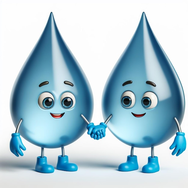 Foto due gocce d'acqua che si tengono per mano in segno di unità per la conservazione dell'acqua giornata mondiale dell'acqua gen ai