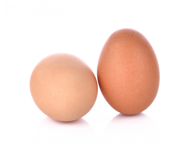 Two eggs isolated on white background