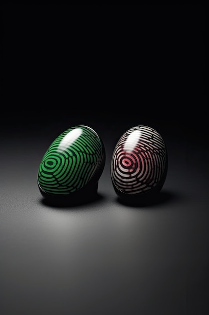 Two eggs with a fingerprint on them