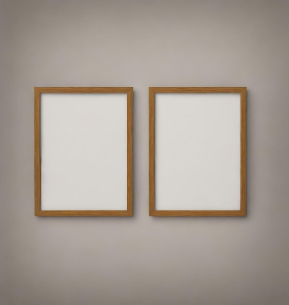 two empty picture frames hanging on a wall